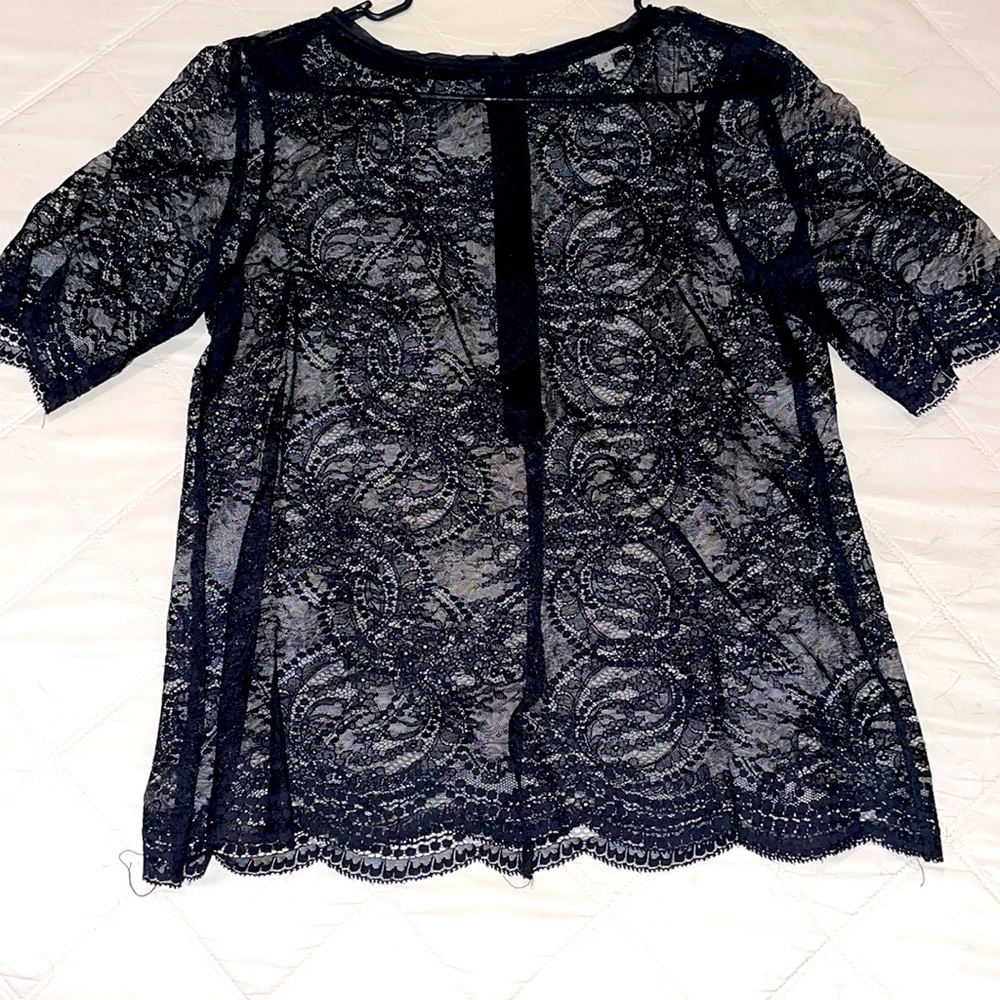 Nanette Lepope size 12 black lace top. Great addition to a black tank top
